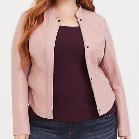 Dusty Rose "Leather" Moto Jacket - Picture 3 of 6